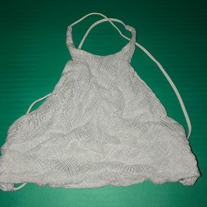 BABY BLUE LACE HALTER. CROSS STRAPPY BACK